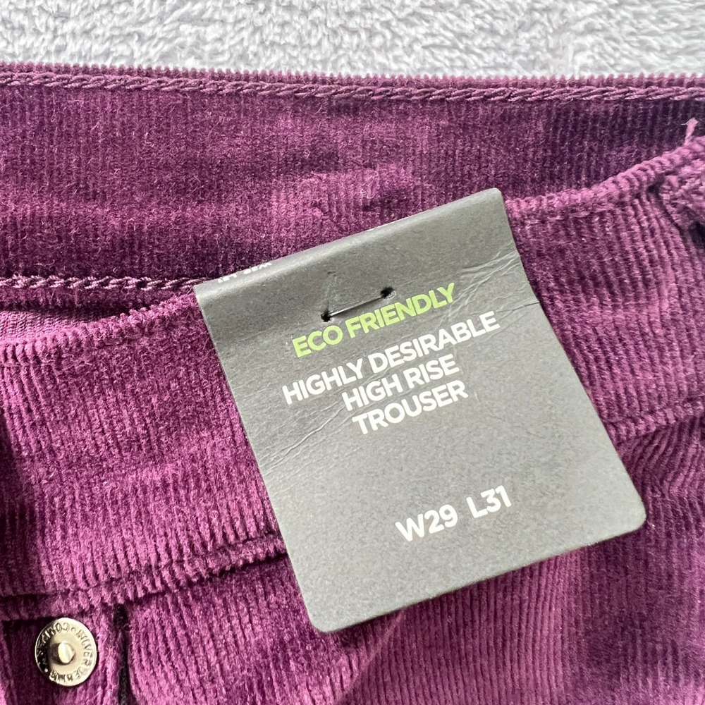 SilverJeans Co Highly Desirable High Rise Trouser Purple Corduroy W29 x L31 NWT - Picture 5 of 10